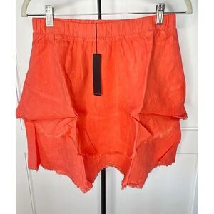 Revolve Krisa Linen Ruffle Mini Skirt in Fanta Nwt Size Large